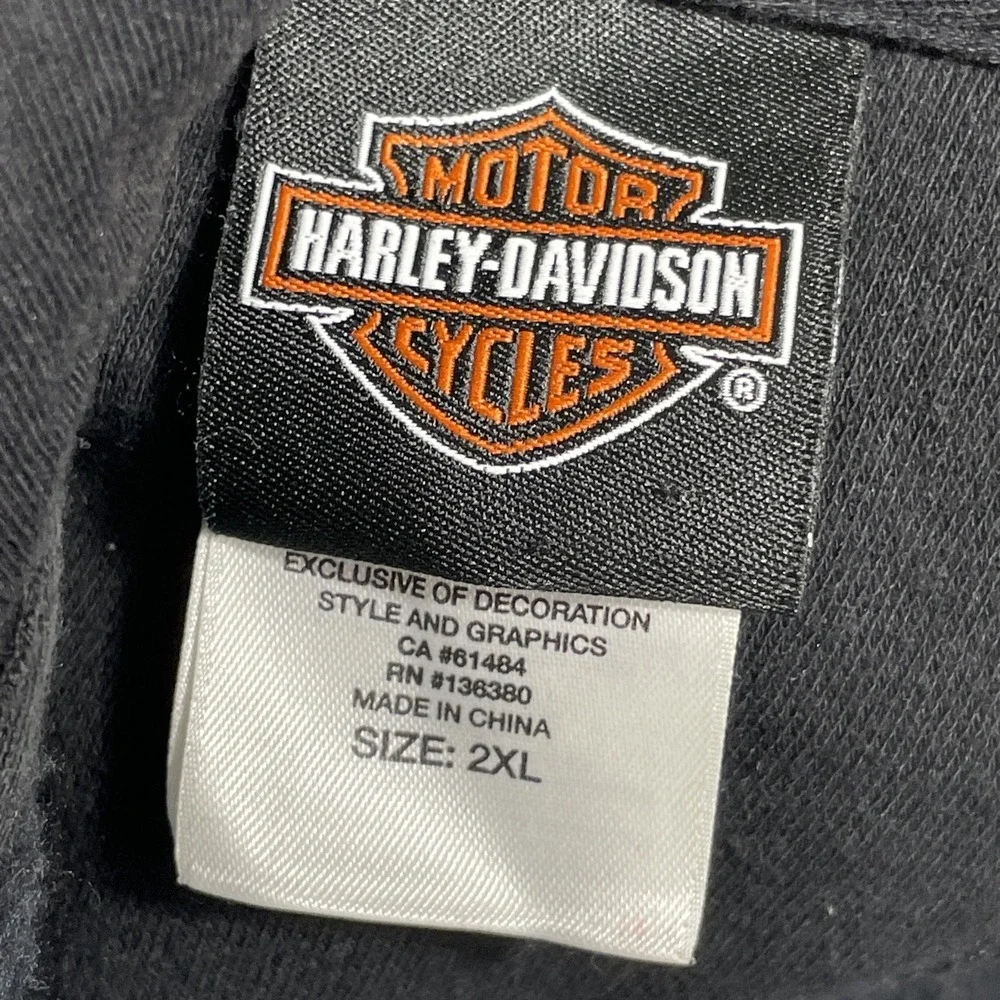 Harley Davidson Hoodie Mens‎ Size 2XL Black Full Zip Graphic Chest Print Casual